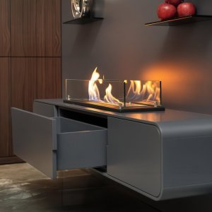 Биокамин встраиваемый в тумбу Steelheat Stand 900 белый